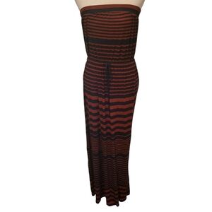 Loft Strapless Maxi Dress Maroon/Blue sz M